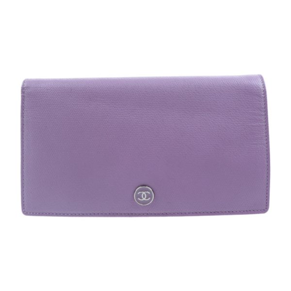 904123007085 1 Chanel Coco Button Bifold Long Wallet Purple