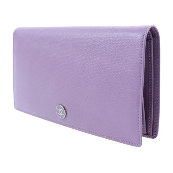 904123007085 2 Chanel Coco Button Bifold Long Wallet Purple