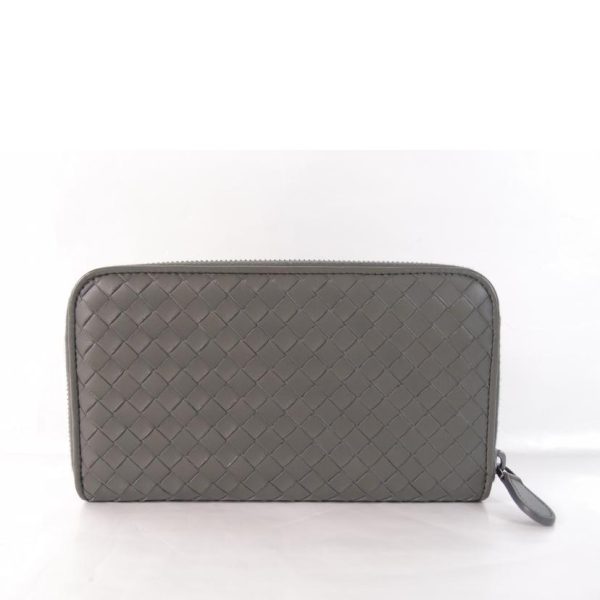 90445 2 Bottega Veneta Round Zipper Long Wallet Black