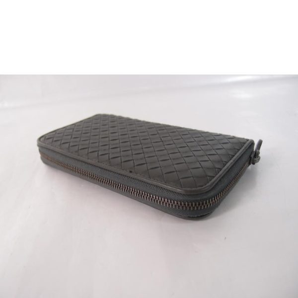 90445 3 Bottega Veneta Round Zipper Long Wallet Black