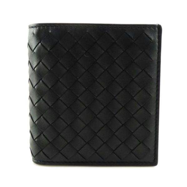 90481 1 Bottega Veneta Intrecciato Bi Fold Wallet Black