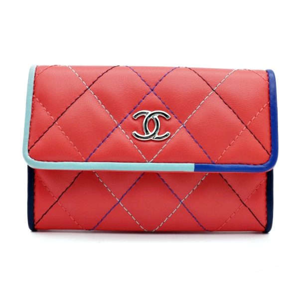 906033007078 1 Chanel Business Card Holder Coral Light Blue