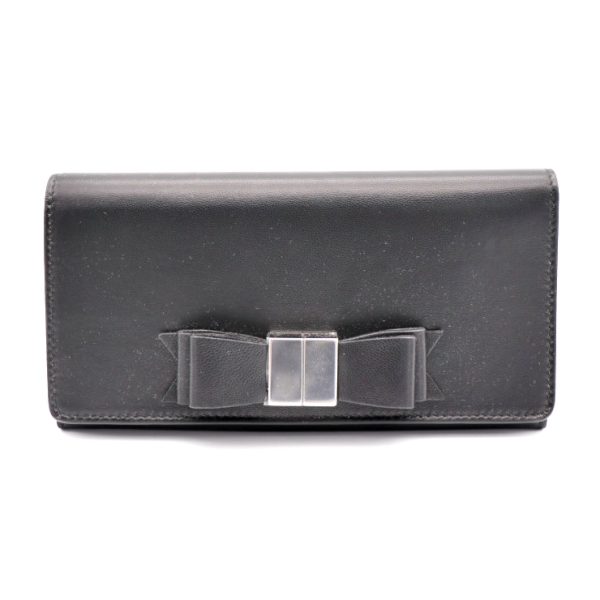 908013002024 1 Balenciaga Ribbon Leather Long Wallet Black