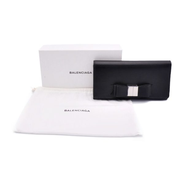 908013002024 8 Balenciaga Ribbon Leather Long Wallet Black