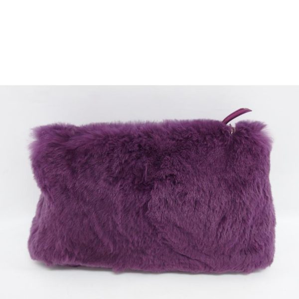 90918 2 CHANEL Rabbit Fur Chain Shoulder Bag Purple