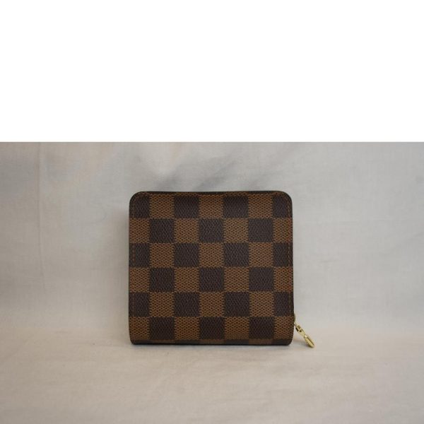 91077 2 Louis Vuitton Compact Zip Damier Ebene Wallet Brown