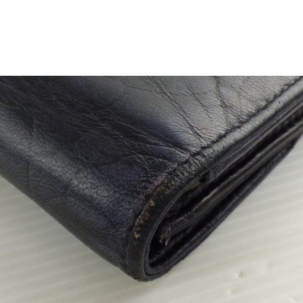 91102 7 Chanel Camellia Leather Long Wallet Black