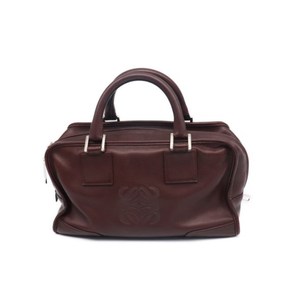 911063001121 4 Loewe Amazona Leather Mini Boston Handbag Dark Brown