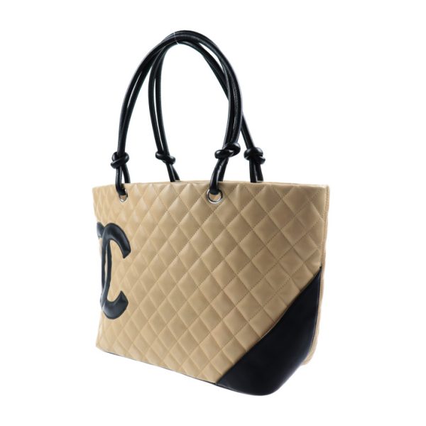 911123007159 2 Chanel Cambon Line Coco Mark Shoulder Beige Black