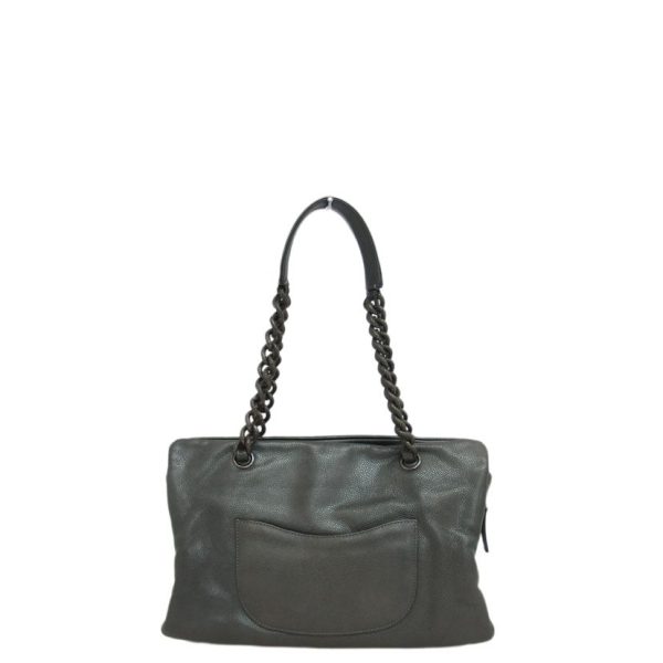 91144 2 Chanel Cocomark Leather Chain Tote Bag Gray