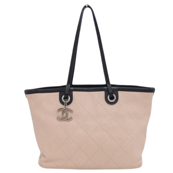 91205 1 CHANEL Matelasse Caviar Skin Tote Bag Baby Pink