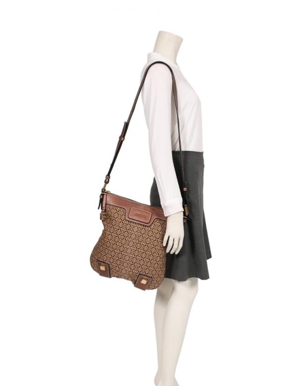 912083001089 9 Loewe Anagram Canvas Leather Shoulder Bag Beige Bronze