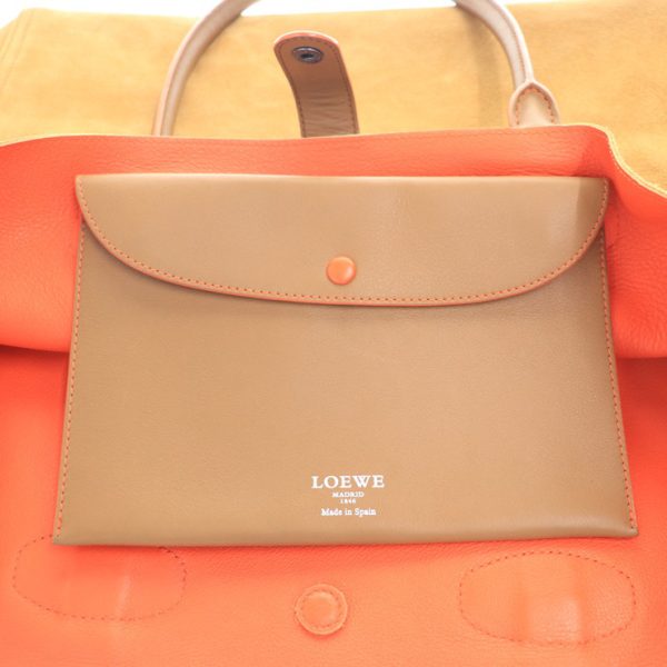 912113002109 8 Loewe Leo Suede Tote Bag Brown Orange