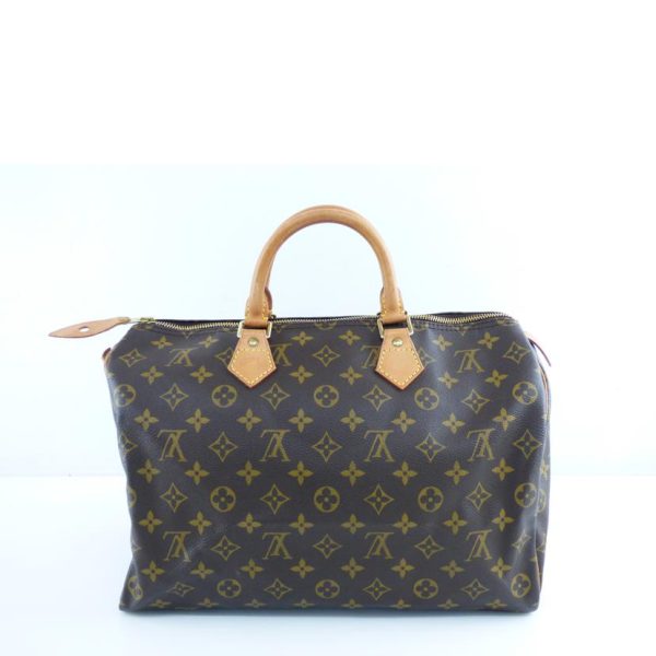 91374 1 Louis Vuitton Speedy 35 Bag Monogram Canvas Brown