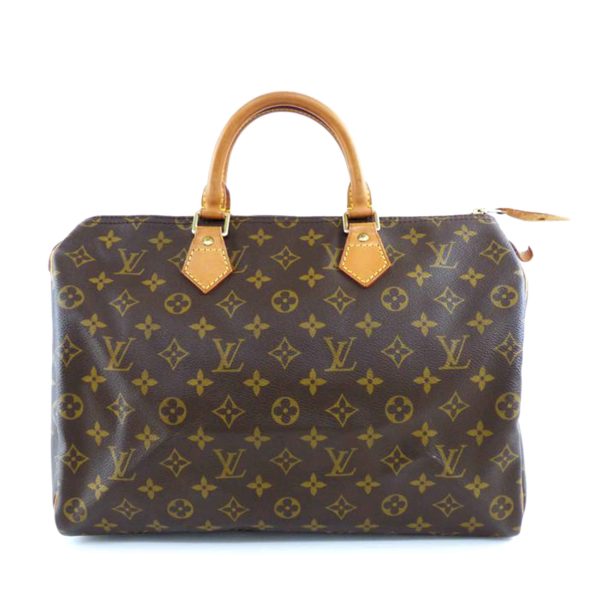 91374 2 Louis Vuitton Speedy 35 Bag Monogram Canvas Brown