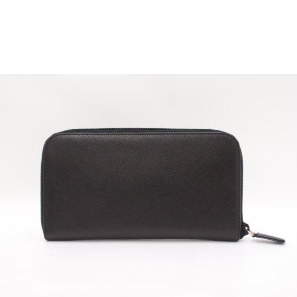 91457 2 PRADA Prada Saffiano Round Zipper Long Wallet Bag Black