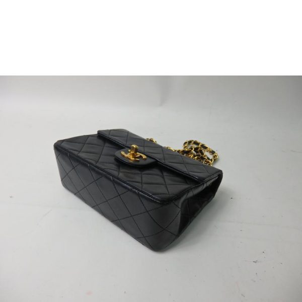 91461 3 Chanel Mini Matelasse Chain Shoulder Bag Lambskin Black