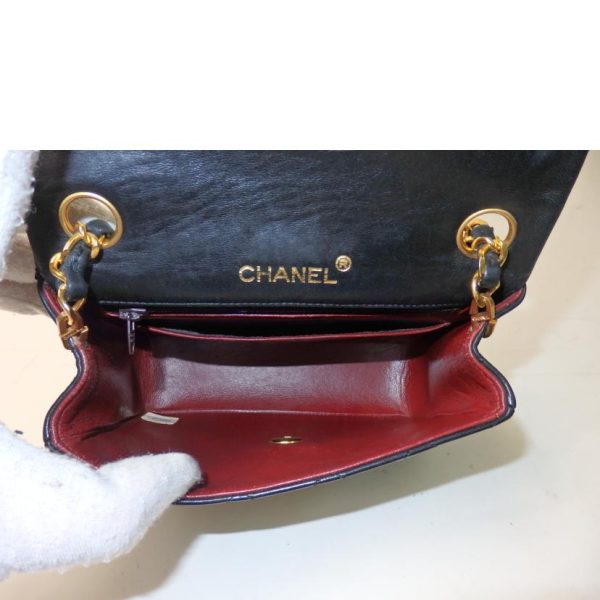 91461 5 Chanel Mini Matelasse Chain Shoulder Bag Lambskin Black