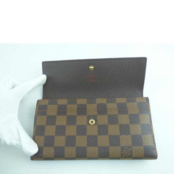 91497 4 Louis Vuitton Portefeuil International Wallet Damier Ebene Brown