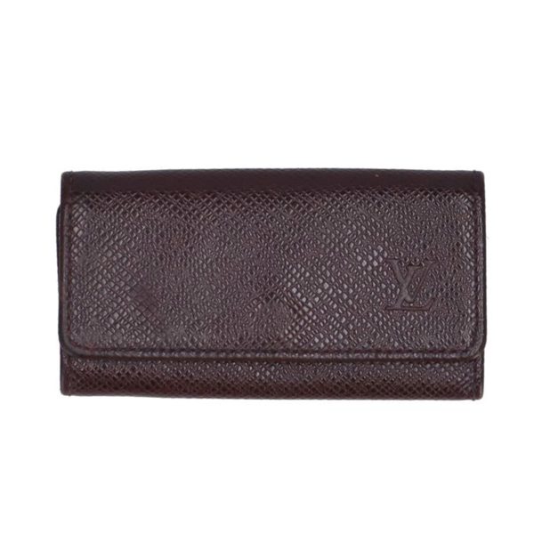 91677 1 Louis Vuitton Multicle 4 Key Holder Taiga Grizzly Brown