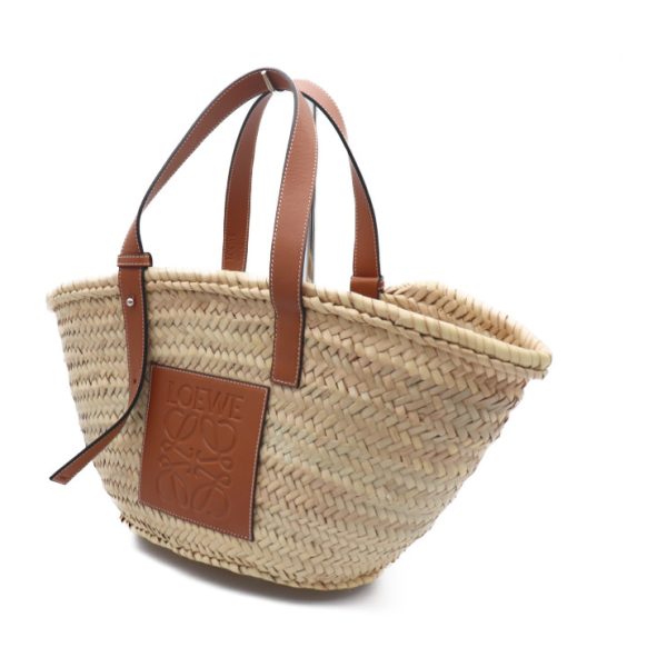 919063007269 2 Loewe Raffia Leather Basket Bag Beige Brown