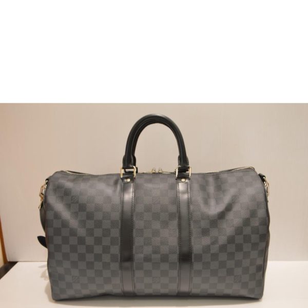 91970 2 Louis Vuitton Keepall Bandouliere 45 Damier Duffel Bag Graphite