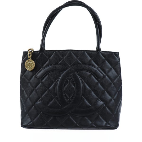 920113007245 1 Chanel Coco Mark Tote Bag Leather Caviar Black