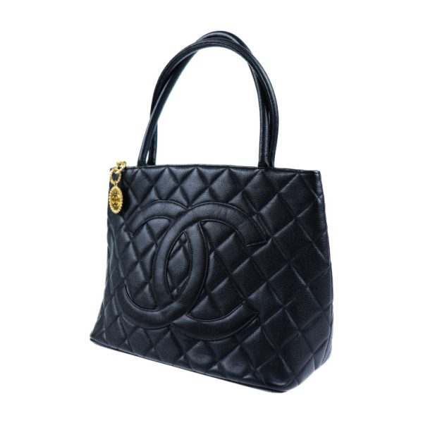 920113007245 2 Chanel Coco Mark Tote Bag Leather Caviar Black