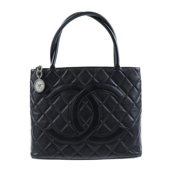 920113007283 1 Chanel Tote Coco Mark Handbag Leather Black