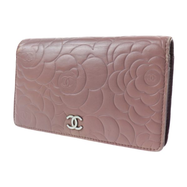 920121001039 2 Chanel Camellia Long Wallet Leather Lambskin Pink