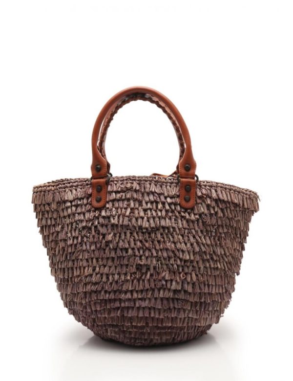 921083007145 3 Balenciaga Basket Leather Straw Handbag Gray