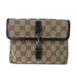 92166 1 Gucci Body Bag GG Supreme Leather Beige