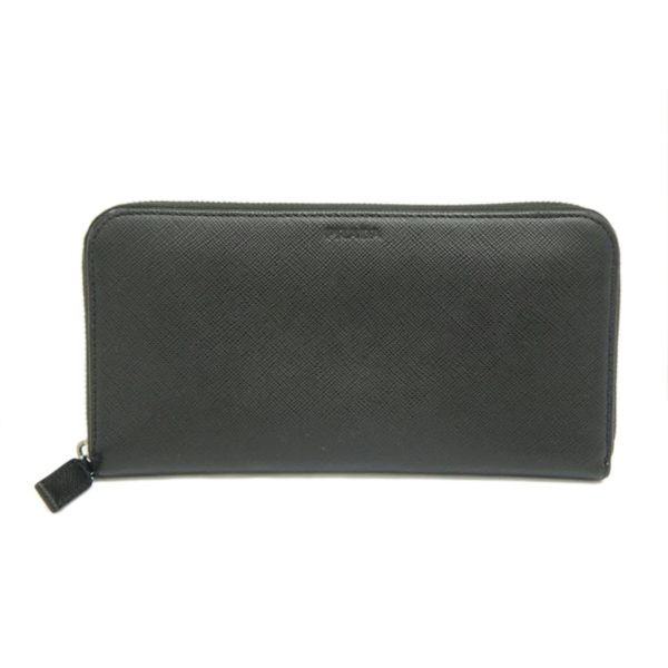 92267 1 Prada Round Zipper Long Wallet Black