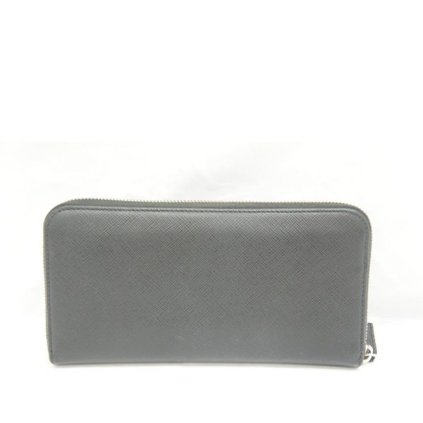 92267 2 Prada Round Zipper Long Wallet Black