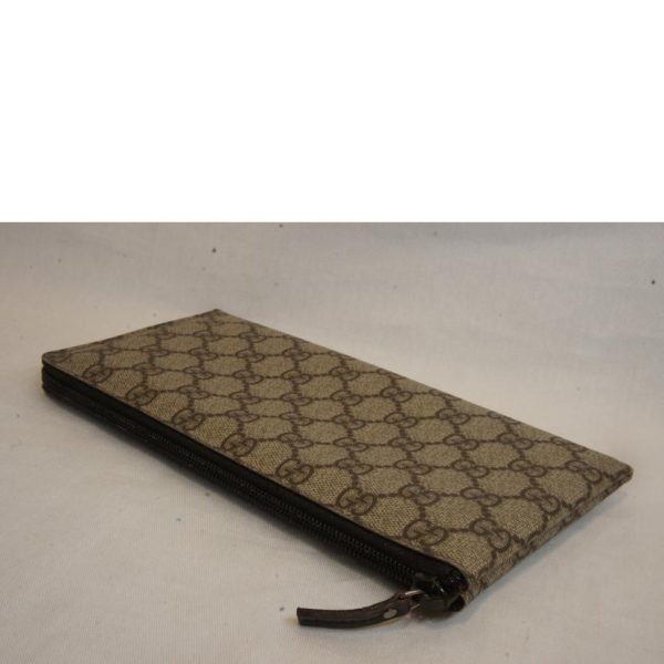 92335 3 Gucci GG Supreme L Shaped Zipper Travel Pouch