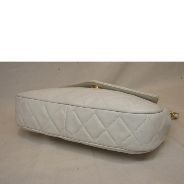 92364 3 Chanel Lambskin Matelasse Chain Shoulder Bag White