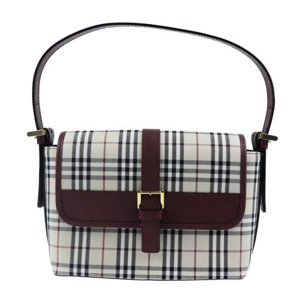 924123002318 1 Burberry Canvas Leather Shoulder Bag Beige Bordeaux Check