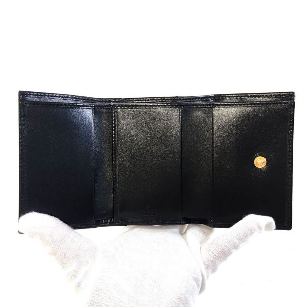 925 3 GUCCI Horsebit Trifold Wallet Leather Black