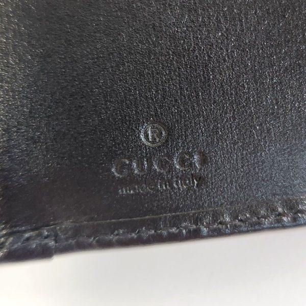 925 6 GUCCI Horsebit Trifold Wallet Leather Black