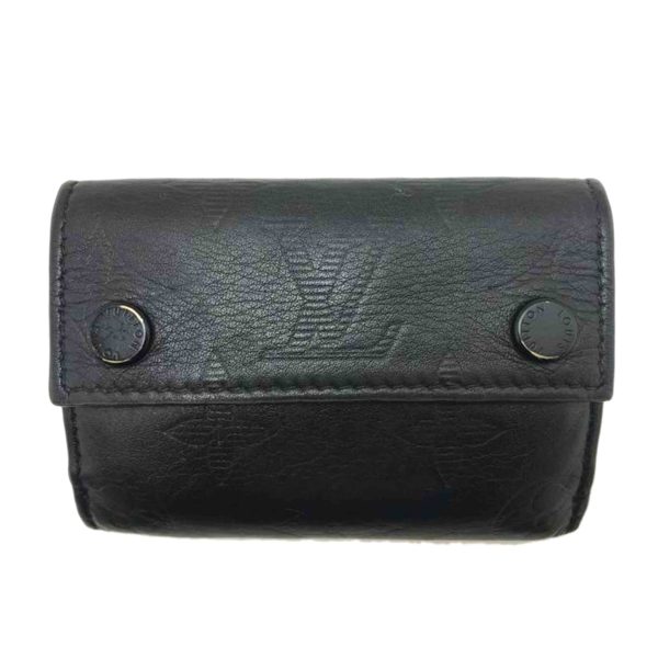 92538 1 LOUIS VUITTON Monogram Shadow Discovery Compact Wallet Black