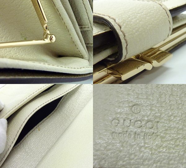 926 6 Gucci Logo Bolt Clasp Wallet White Leather