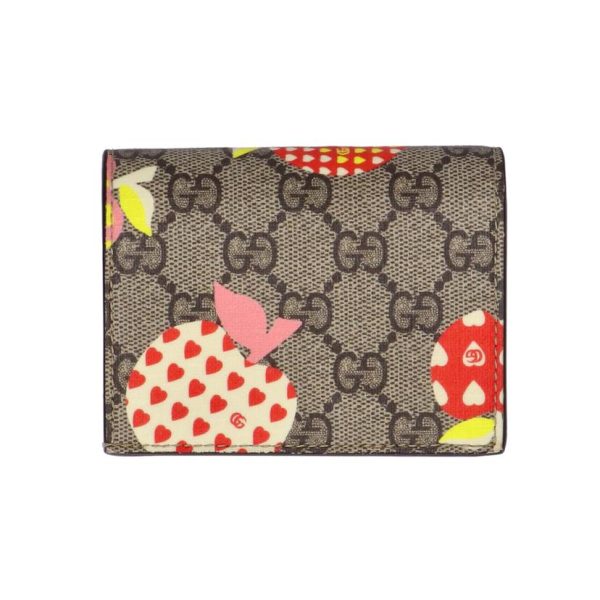 92678 2 Gucci GG Supreme Le Pomme Apple Print Bifold Wallet