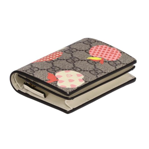 92678 4 Gucci GG Supreme Le Pomme Apple Print Bifold Wallet