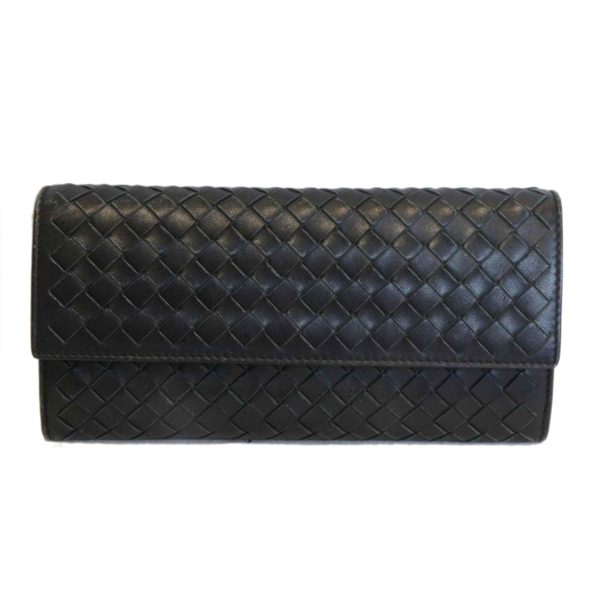 92717 1 Bottega Veneta Intrecciato Long Wallet Black