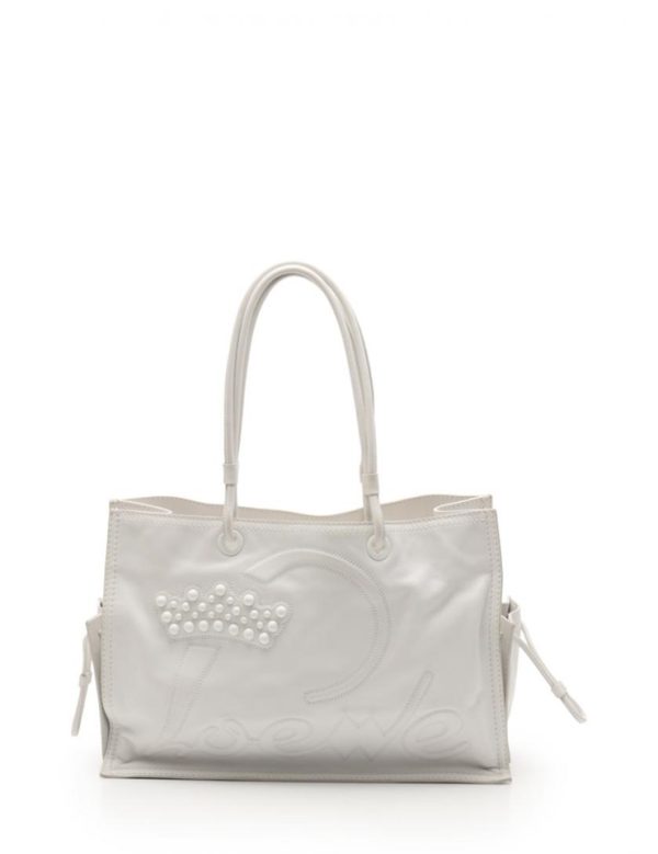 930073002003 1 Loewe Leather Shopper Tote White