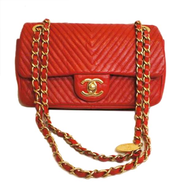 93323 1 Chanel V Stitch Chain Shoulder Bag Red