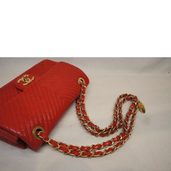 93323 4 Chanel V Stitch Chain Shoulder Bag Red