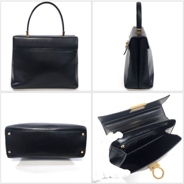 935 2 Ferragamo Gancini 2WAY Handbag Leather Black