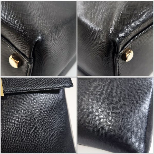 935 3 Ferragamo Gancini 2WAY Handbag Leather Black