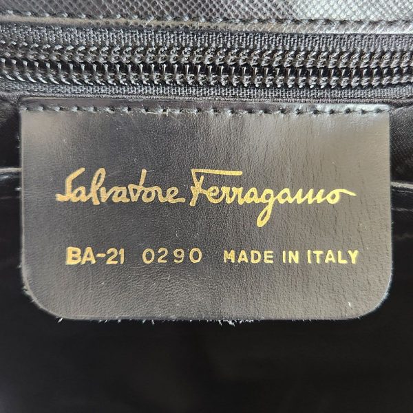 935 6 Ferragamo Gancini 2WAY Handbag Leather Black